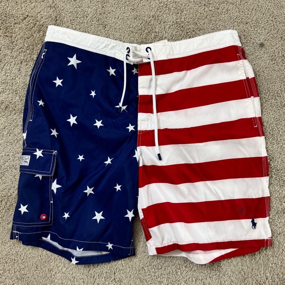 Polo Ralph Lauren American flag Navy and Red Star Stripe Swim Shorts/trunks